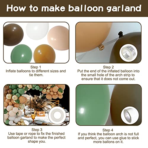 142-Piece Sage Green and Brown Balloon Garland Kit for Jungle Safari Woodland Party Decorations