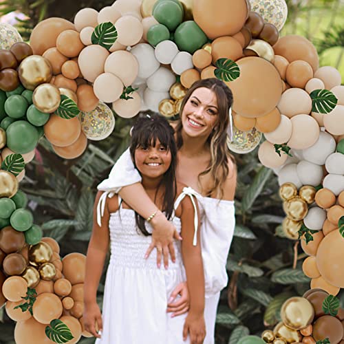 142-Piece Sage Green and Brown Balloon Garland Kit for Jungle Safari Woodland Party Decorations