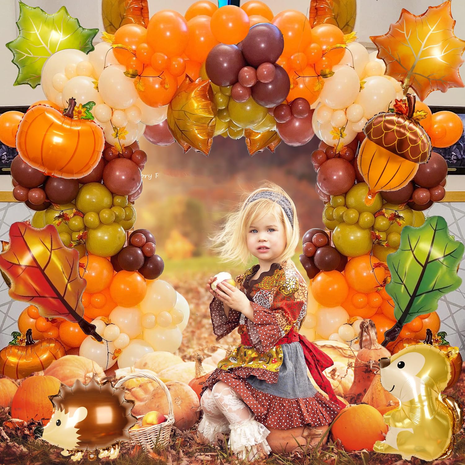 143-Piece Fall Balloons Arch Garland Kit for Thanksgiving, Autumn Baby Shower, Friendsgiving Party Decor