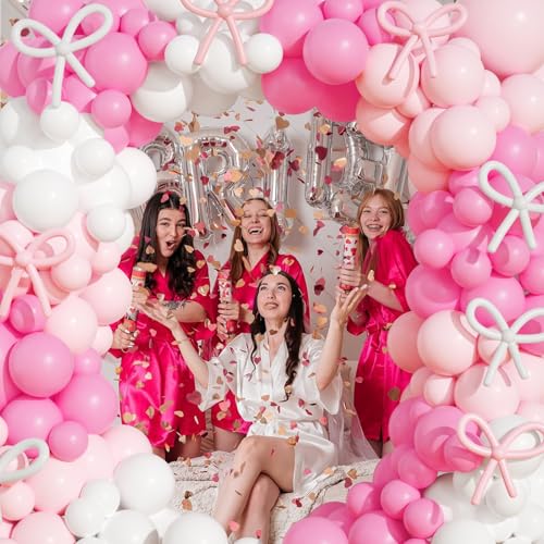 149 Pcs Pink Bow Balloon Garland Arch Kit for Coquette Birthday Tea Party Decorations by OTLGEUA