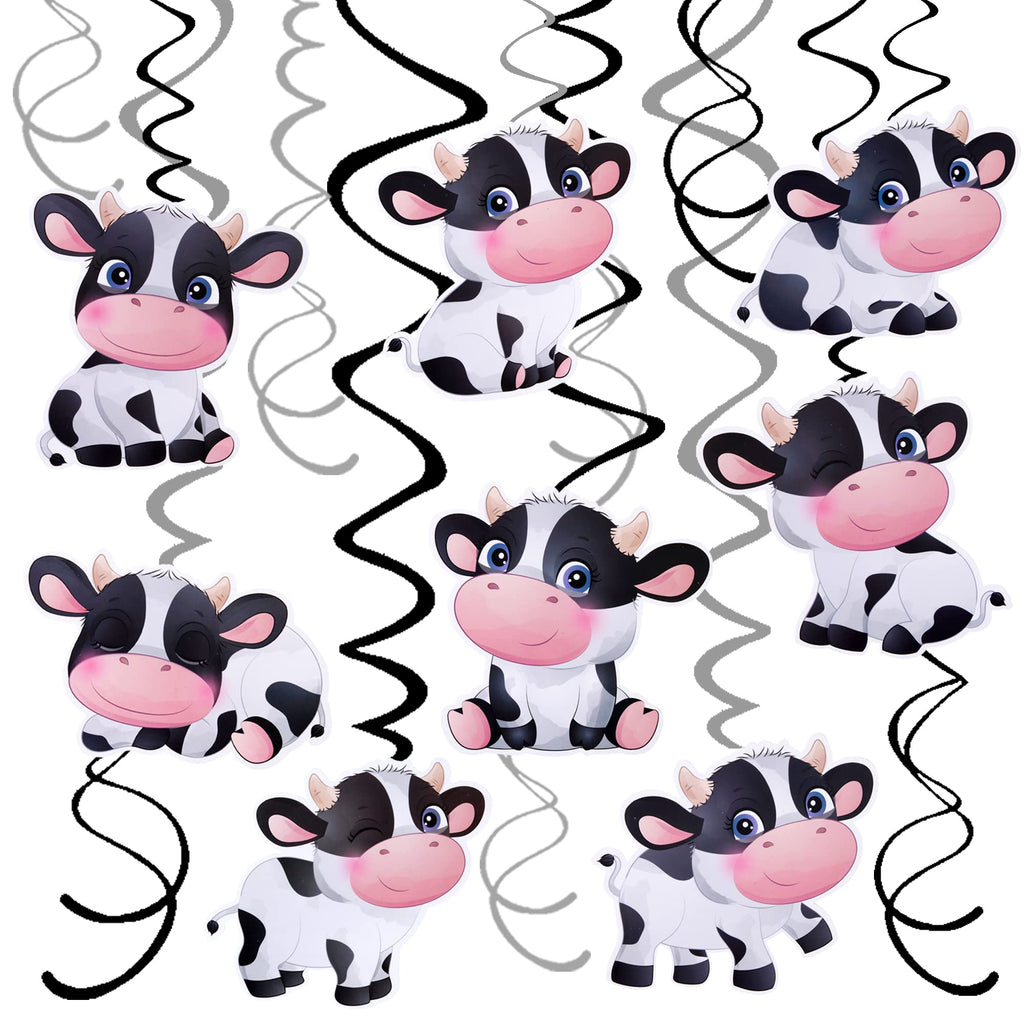 15 Cow Birthday Party Hanging Swirls Decorations - Farm Animal Theme Party Supplies by umoni