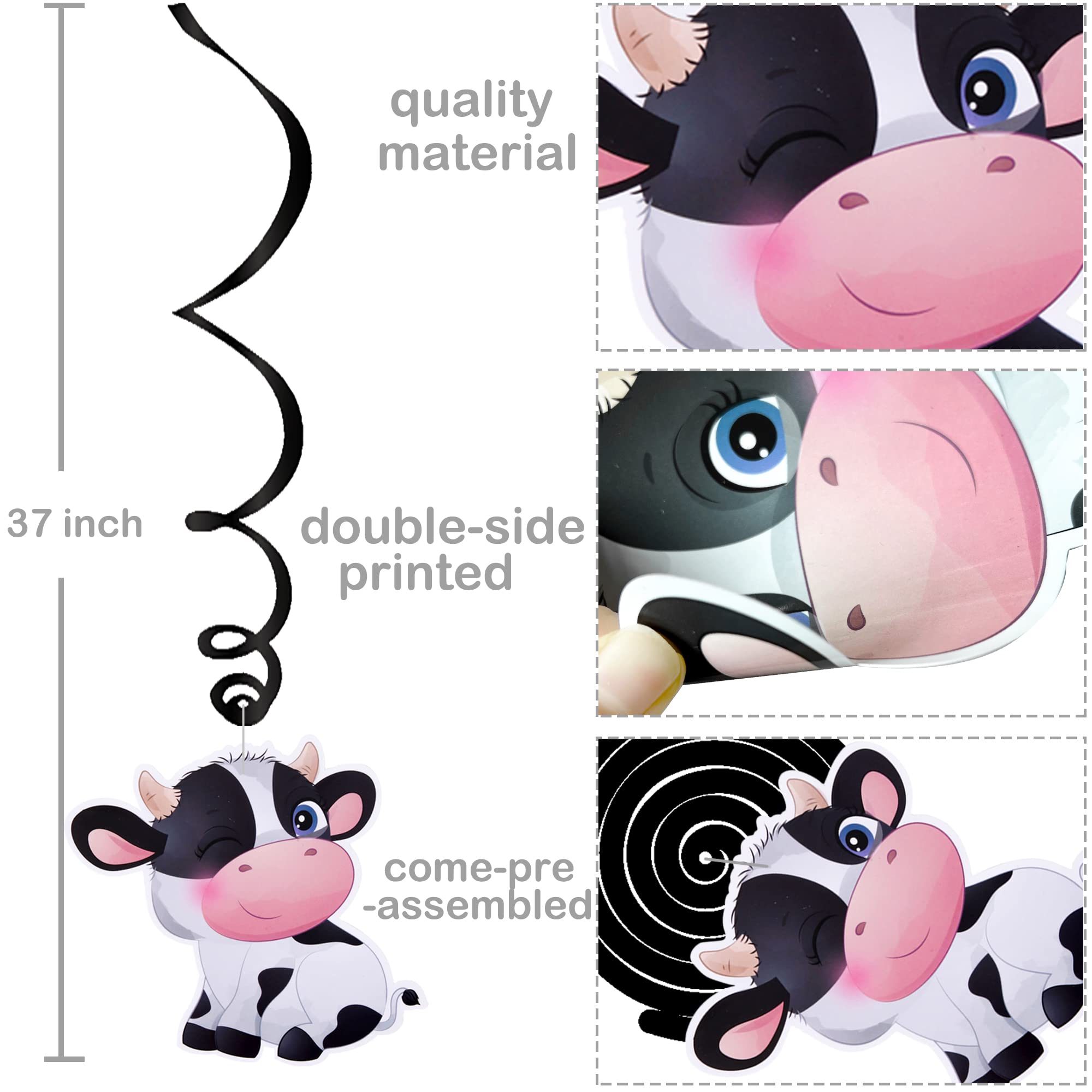 15 Cow Birthday Party Hanging Swirls Decorations - Farm Animal Theme Party Supplies by umoni