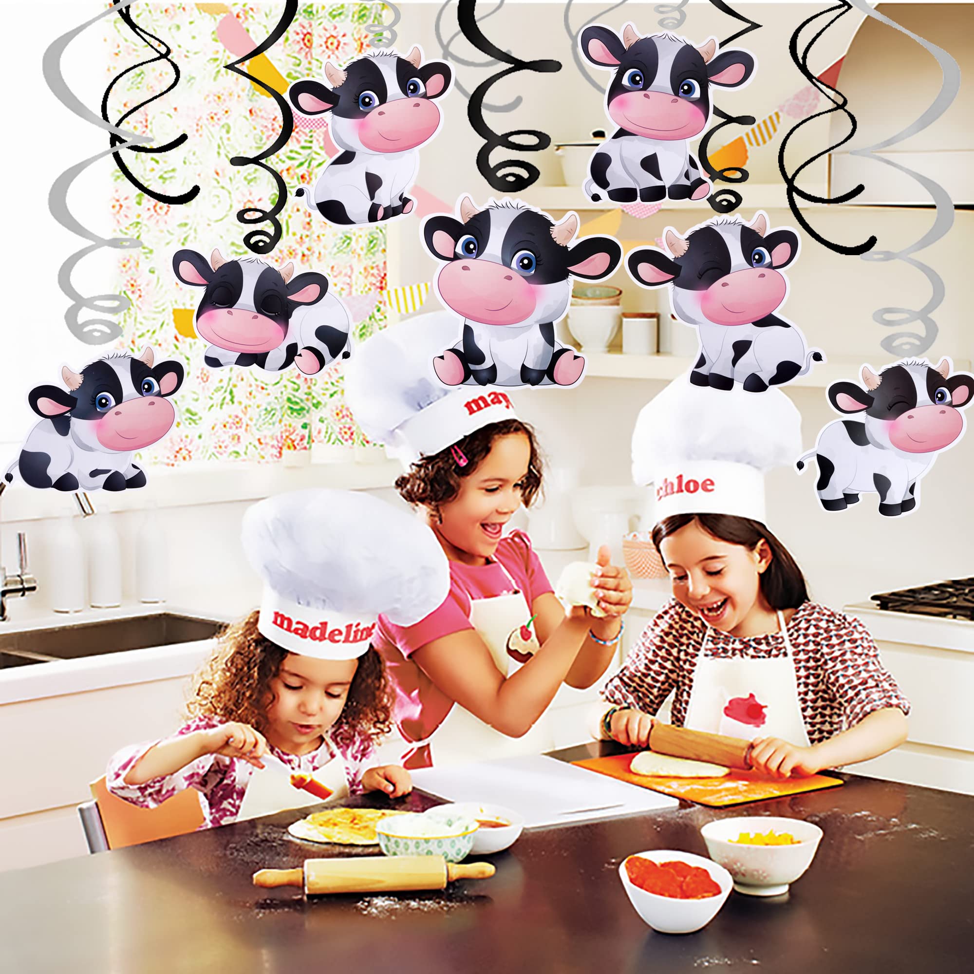 15 Cow Birthday Party Hanging Swirls Decorations - Farm Animal Theme Party Supplies by umoni