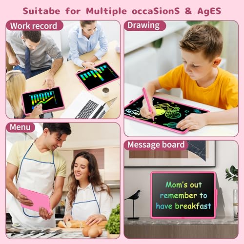 15-Inch LCD Writing Tablet for Kids - Pink, Rechargeable Doodle Board with Stylus, Educational Toy for Ages 3+