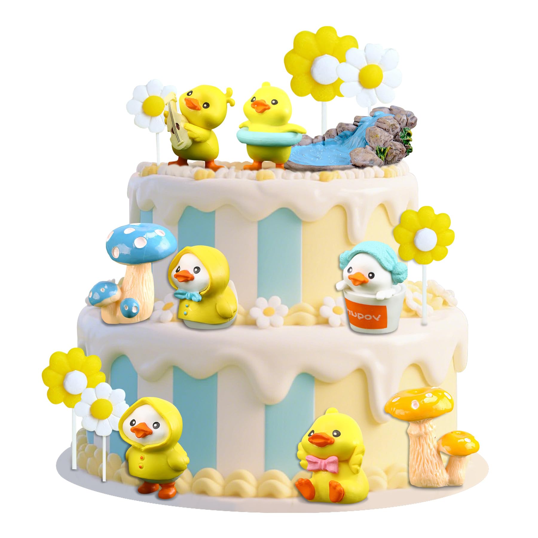 15-Piece Yellow Duck Cake Topper Set for Birthday Parties – Plastic Decorations