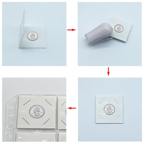 15 Sheets 300 Pockets Coin Pocket Pages for 2x2 Cardboard Coin Flips - Acid-Free PVC, 9-Hole Binder Pages