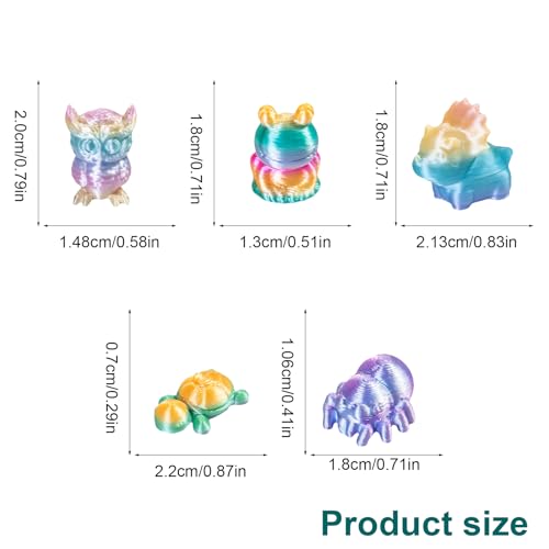 150-Piece 3D Printed Mini Animal Set – Owl, Frog, Rhino, Spider, Turtle – 2 cm Gradient Figurines for Decoration