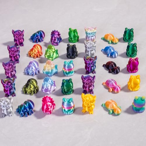 150-Piece 3D Printed Mini Animal Set – Owl, Frog, Rhino, Spider, Turtle – 2 cm Gradient Figurines for Decoration