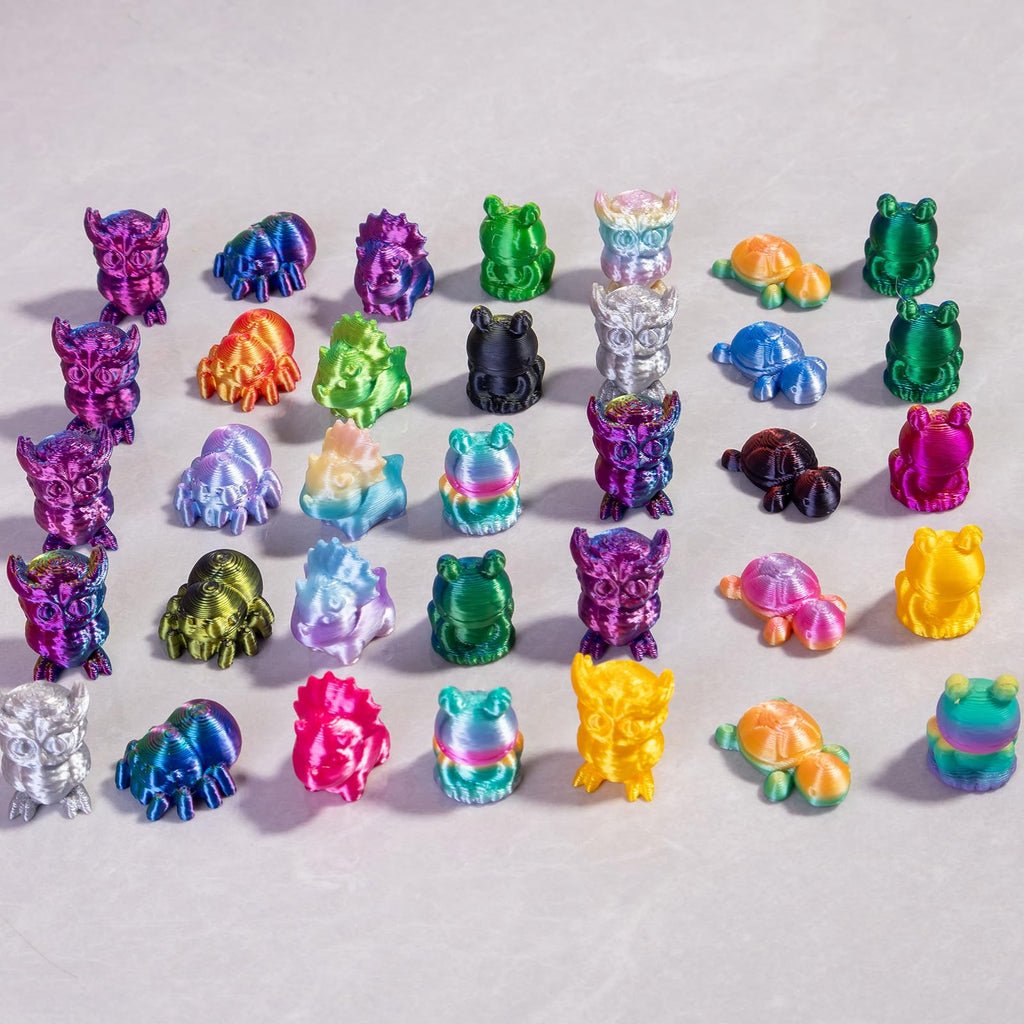 150-Piece 3D Printed Mini Animal Set – Owl, Frog, Rhino, Spider, Turtle – 2 cm Gradient Figurines for Decoration