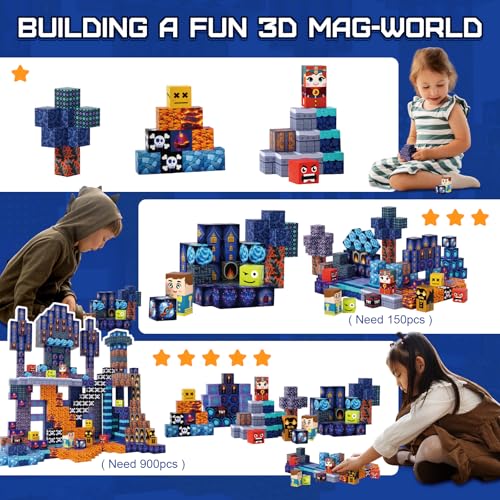 150-Piece Magnetic Building Blocks Set – 0.8-Inch Cubes for Ages 3+ (Blue)