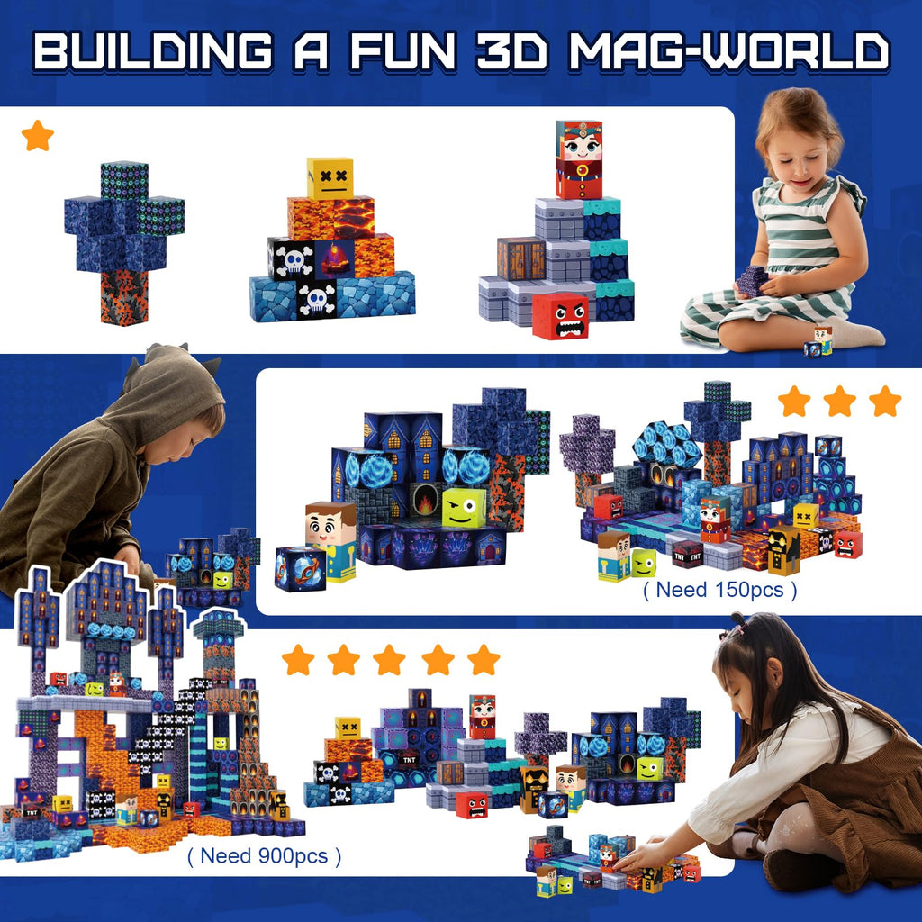 150-Piece Magnetic Building Blocks Set – 0.8-Inch Cubes for Ages 3+ (Blue)