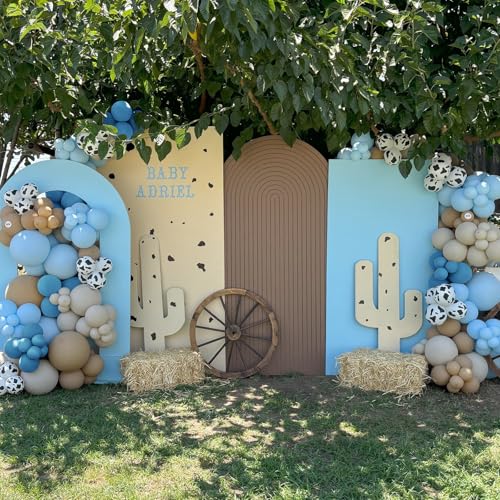 153 Pcs Dusty Blue Cow Balloon Arch Garland Kit – Rubber Balloons for Baby Shower, Farm Theme Party Decor