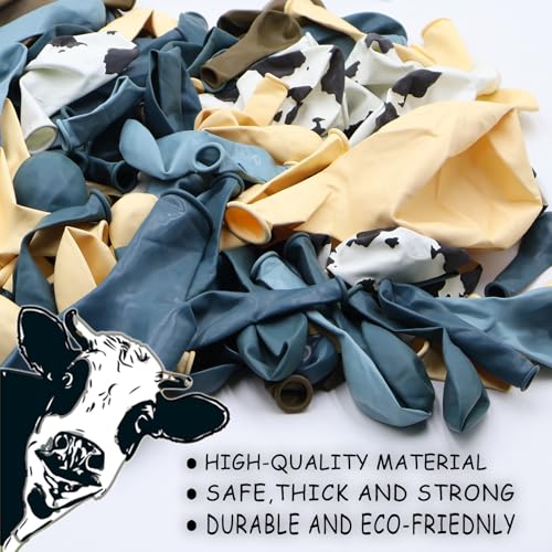 153 Pcs Dusty Blue Cow Balloon Arch Garland Kit – Rubber Balloons for Baby Shower, Farm Theme Party Decor