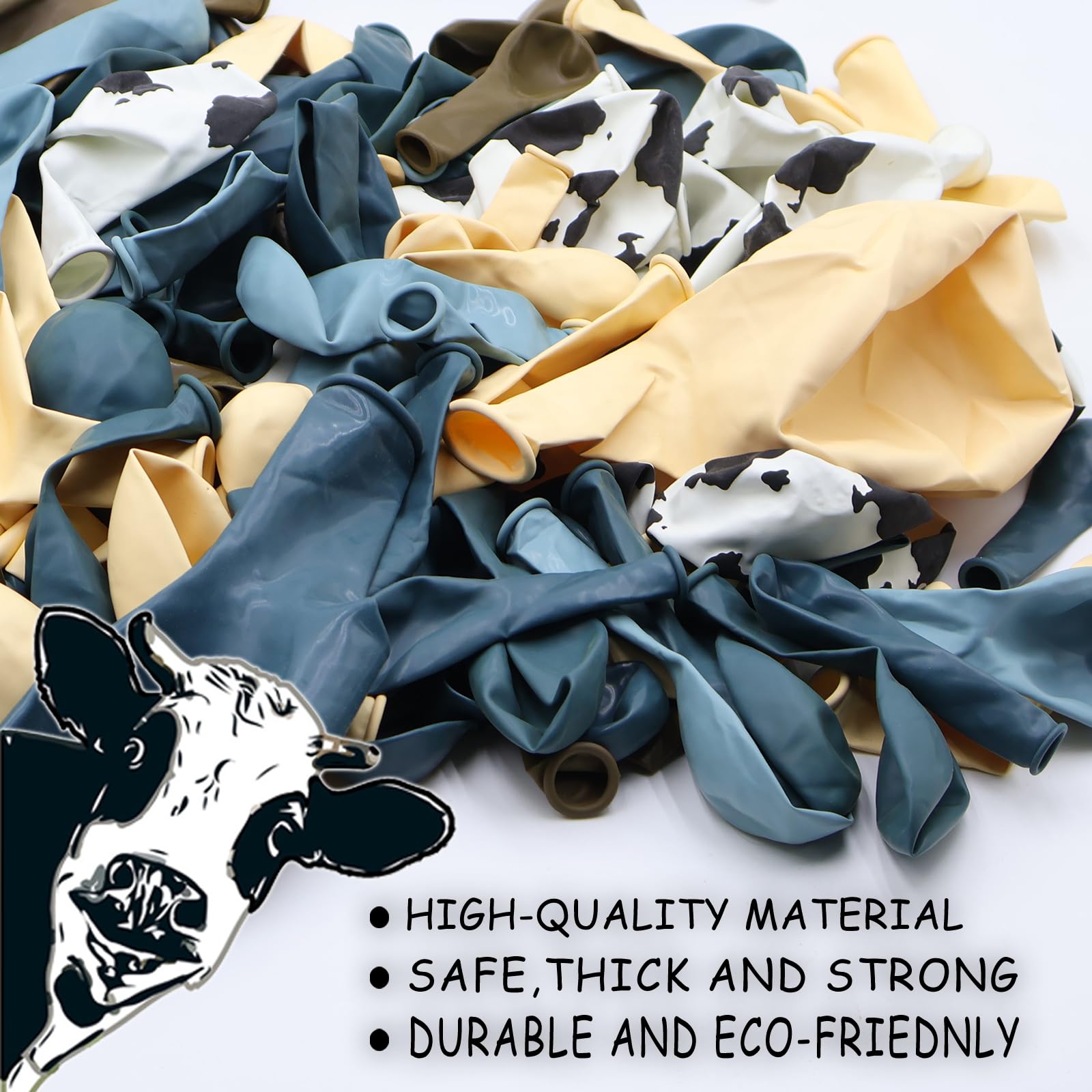 153 Pcs Dusty Blue Cow Balloon Arch Garland Kit – Rubber Balloons for Baby Shower, Farm Theme Party Decor