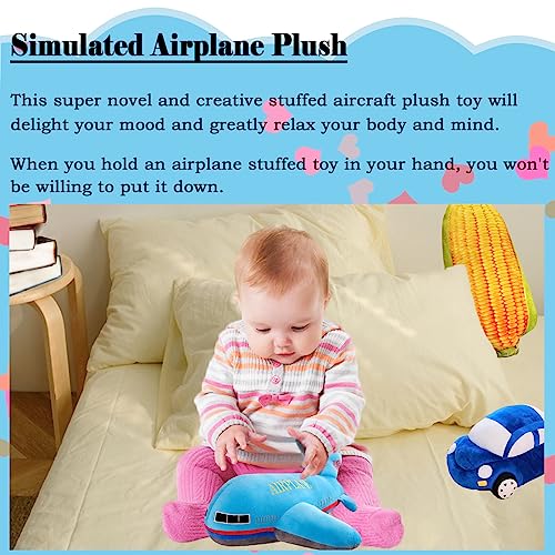 15.7 Inch Blue Airplane Plush Toy – Soft PP Cotton Stuffed Aircraft Pillow for Kids and Aviation Fans