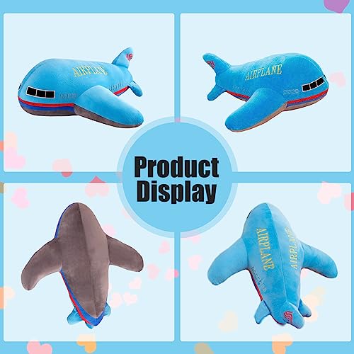 15.7 Inch Blue Airplane Plush Toy – Soft PP Cotton Stuffed Aircraft Pillow for Kids and Aviation Fans