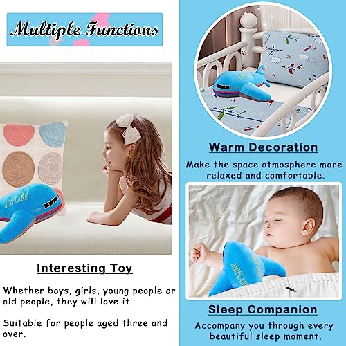 15.7 Inch Blue Airplane Plush Toy – Soft PP Cotton Stuffed Aircraft Pillow for Kids and Aviation Fans