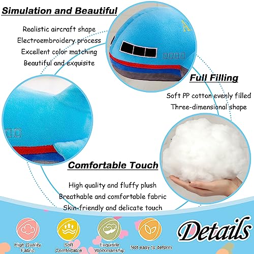 15.7 Inch Blue Airplane Plush Toy – Soft PP Cotton Stuffed Aircraft Pillow for Kids and Aviation Fans