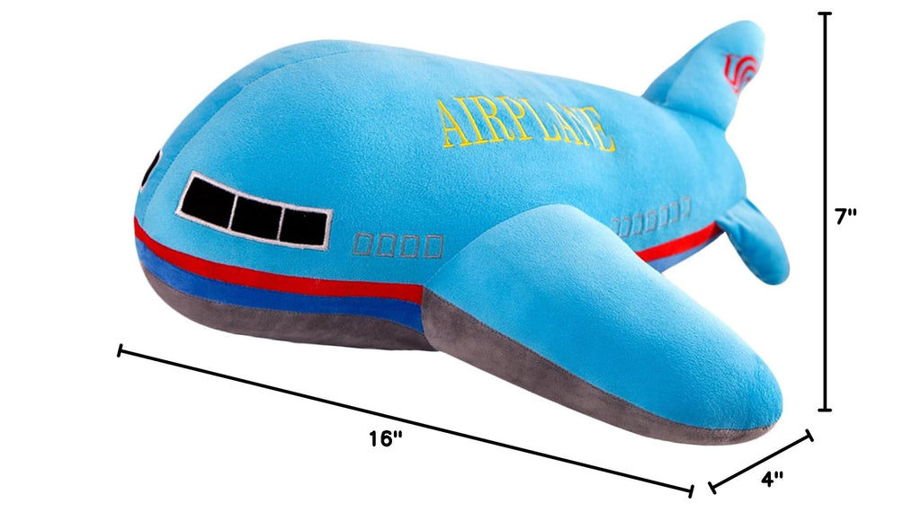 15.7 Inch Blue Airplane Plush Toy – Soft PP Cotton Stuffed Aircraft Pillow for Kids and Aviation Fans