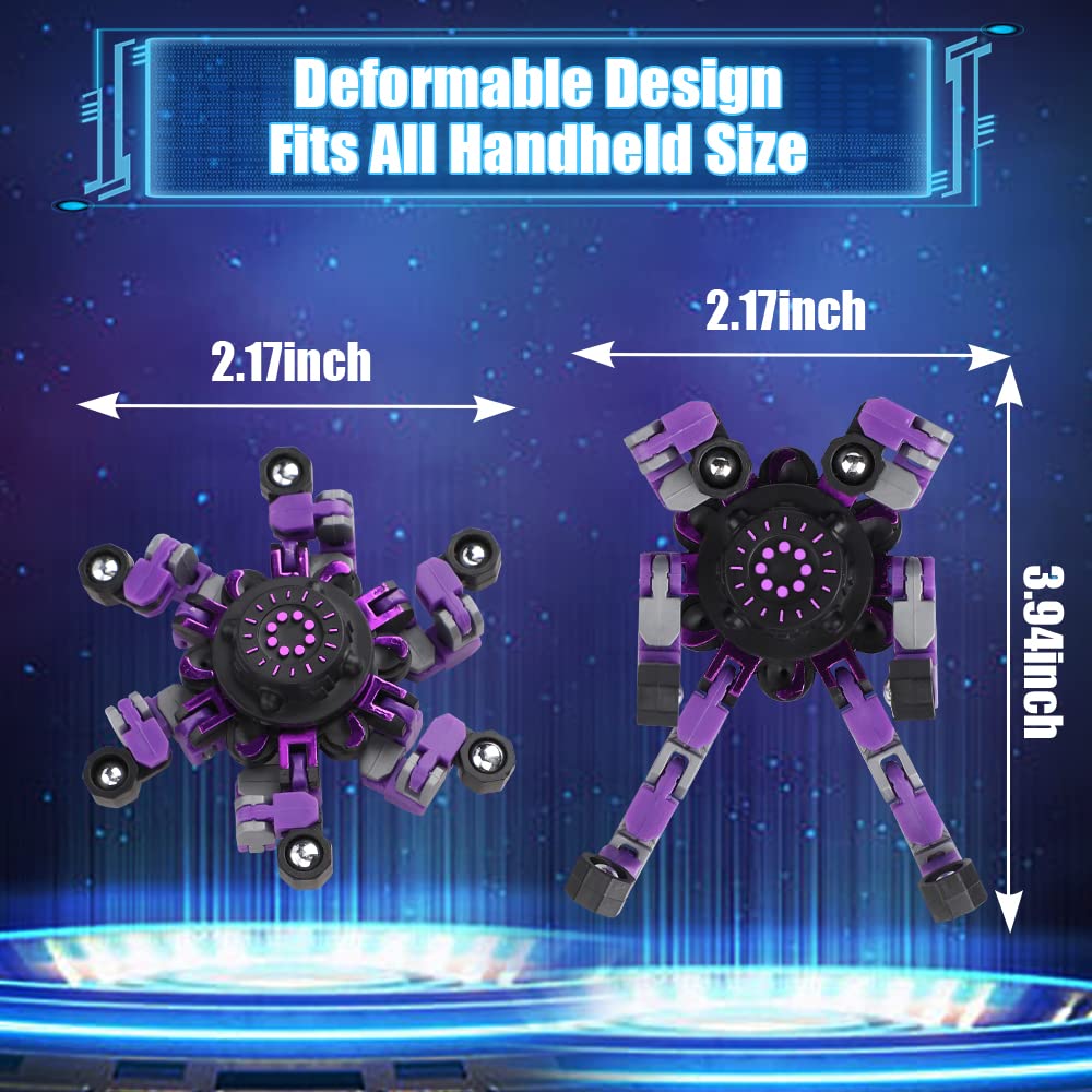 15PCS Transformable Robot Fidget Spinner Set - Stretchy Deformable Sensory Toy for Kids & Adults