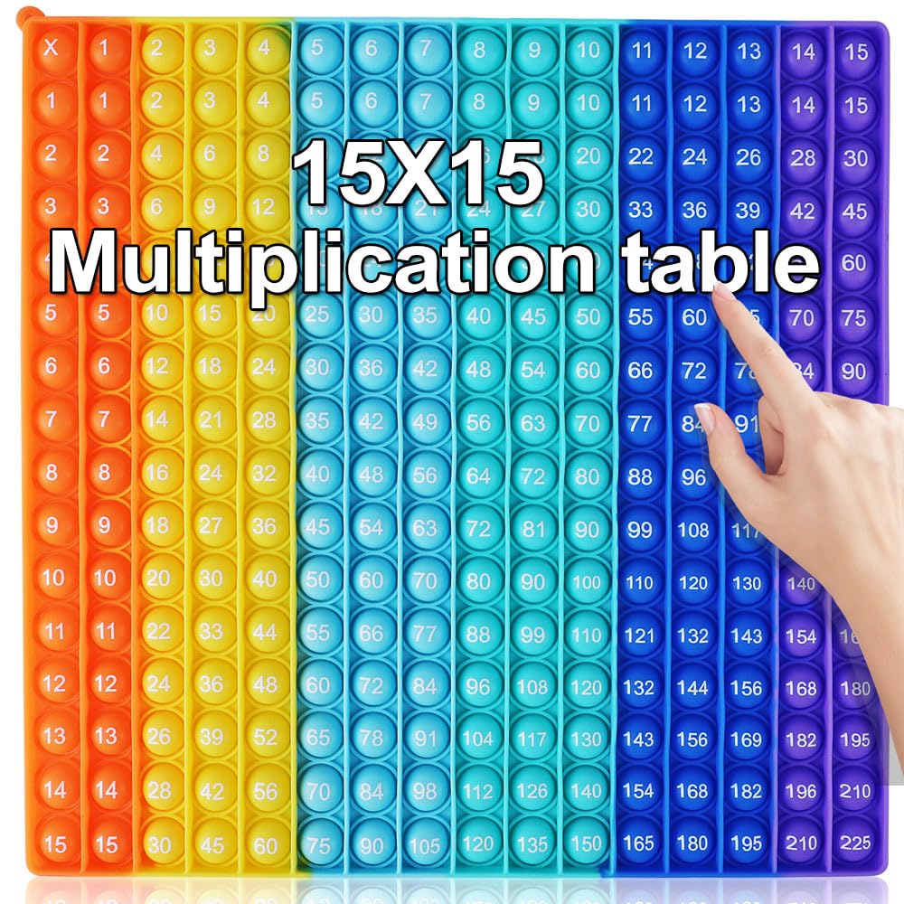 15x15 Multiplication Table Pop Fidget Toy – Rainbow Math Game for Kids & Adults