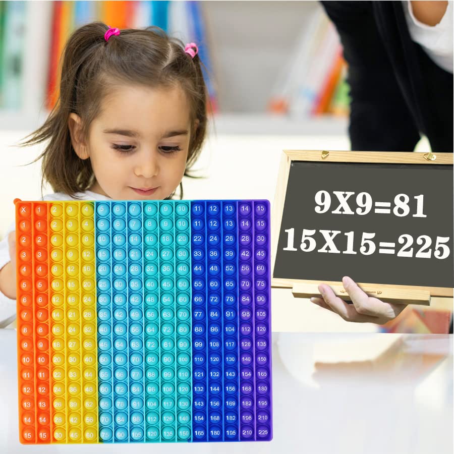 15x15 Multiplication Table Pop Fidget Toy – Rainbow Math Game for Kids & Adults