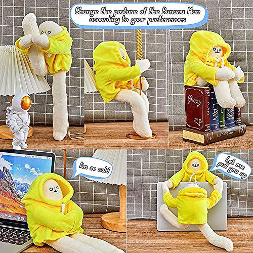 16-Inch Poseable Banana Man Plush Toy with Magnetic Hands - Sunfedmiss Funny Decompression Stuffed Doll for Kids