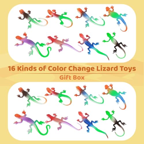 16 Pack Color Changing Lizard Bath Toys – Thermochromic Water Toys for Kids Age 3+