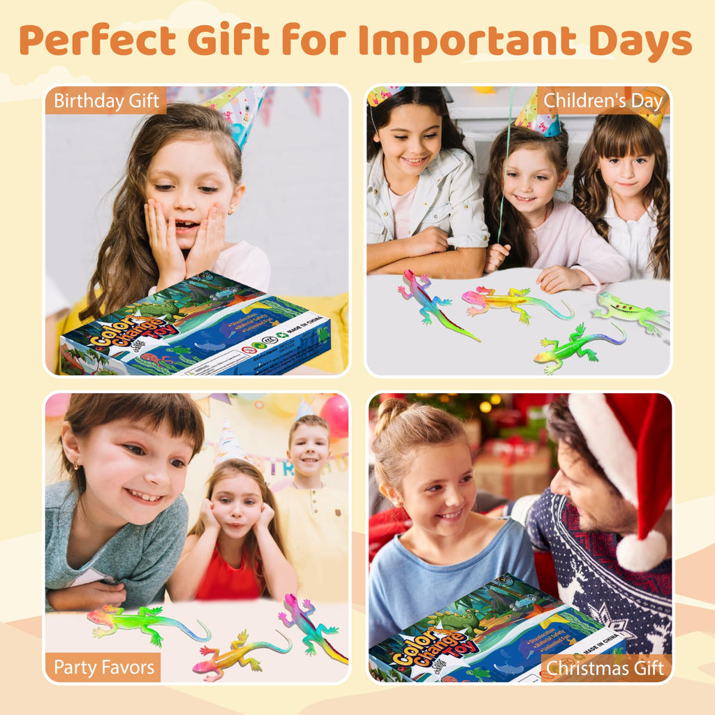 16 Pack Color Changing Lizard Bath Toys – Thermochromic Water Toys for Kids Age 3+
