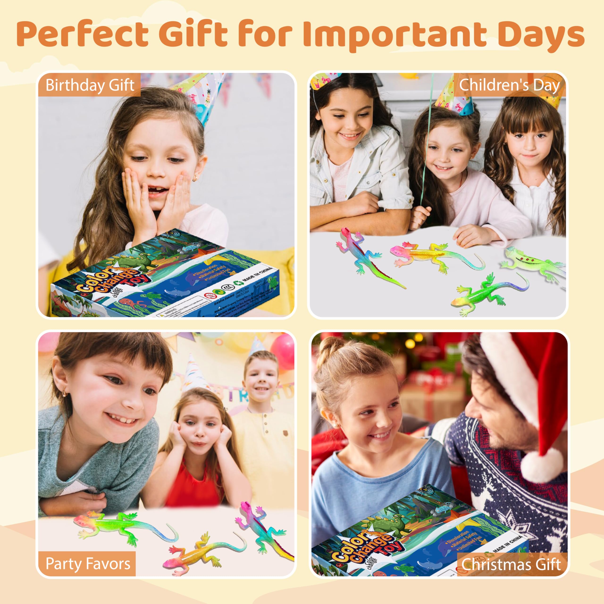 16 Pack Color Changing Lizard Bath Toys – Thermochromic Water Toys for Kids Age 3+