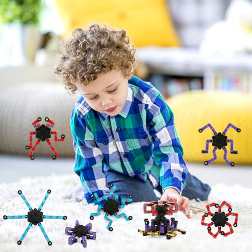 16 Pack Deformable Fidget Spinners – JYXT Robot Chain Gyro Toys for Stress Relief and ADHD Focus