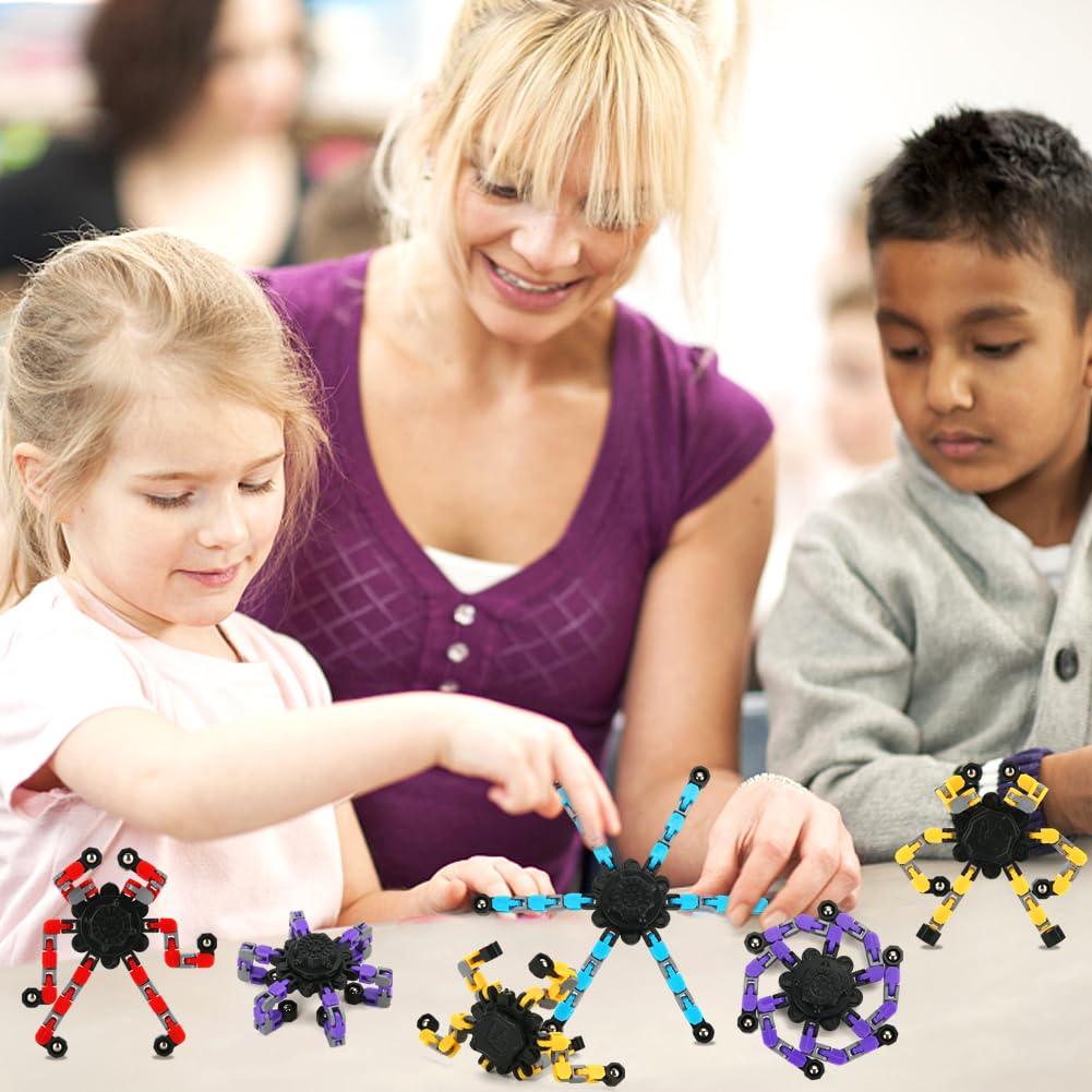 16 Pack Deformable Fidget Spinners – JYXT Robot Chain Gyro Toys for Stress Relief and ADHD Focus