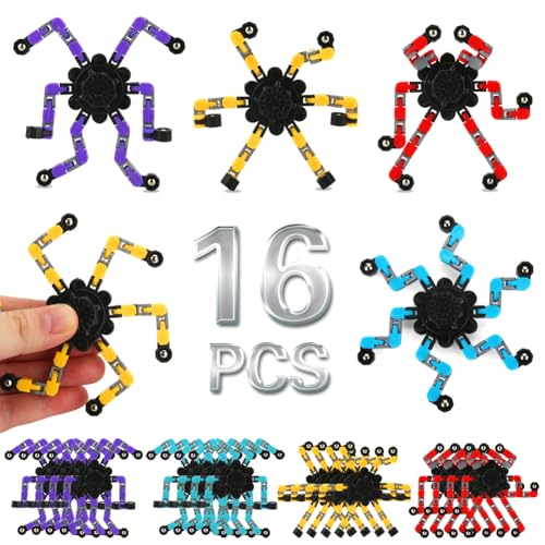 16 Pack Deformable Fidget Spinners – JYXT Robot Chain Gyro Toys for Stress Relief and ADHD Focus