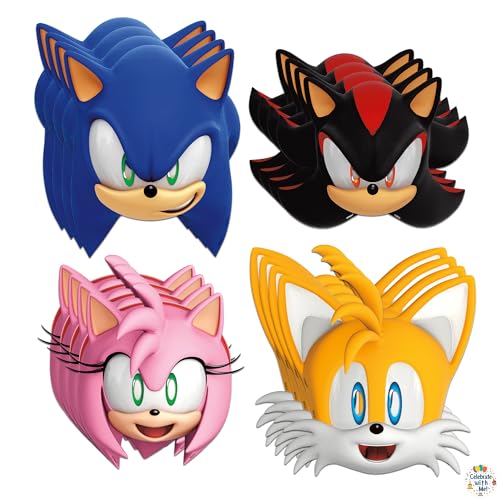 16-Pack Sonic the Hedgehog Party Masks with Sticker - Officially Licensed Birthday Supplies