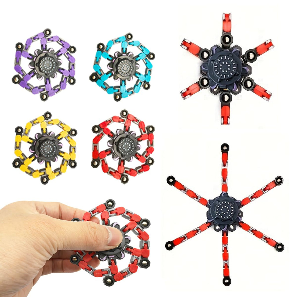16-Pack Transformable Fidget Spinner Toys – Sensory Stress Relief Chain DIY Robot Set with Gift Box for Kids