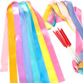 16 Pastel Rainbow Gymnastics Dance Ribbons for Kids Party Favors – 8 Colors, 6.5ft Satin Silk Ribbon Wands