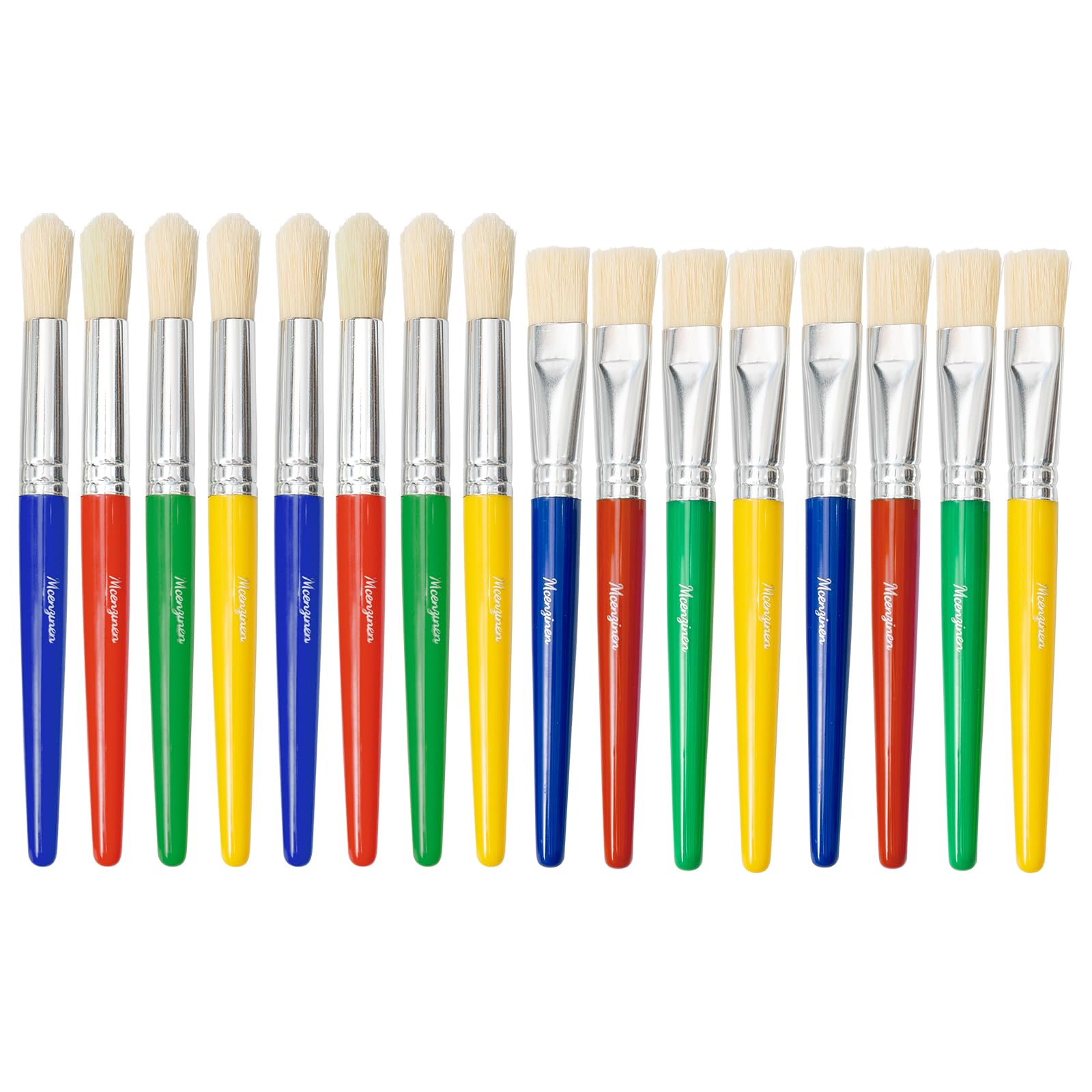 16-Piece Non-Toxic Paint Brush Set for Kids Ages 3-8 - Washable Nylon Bristles by Mcenzinen