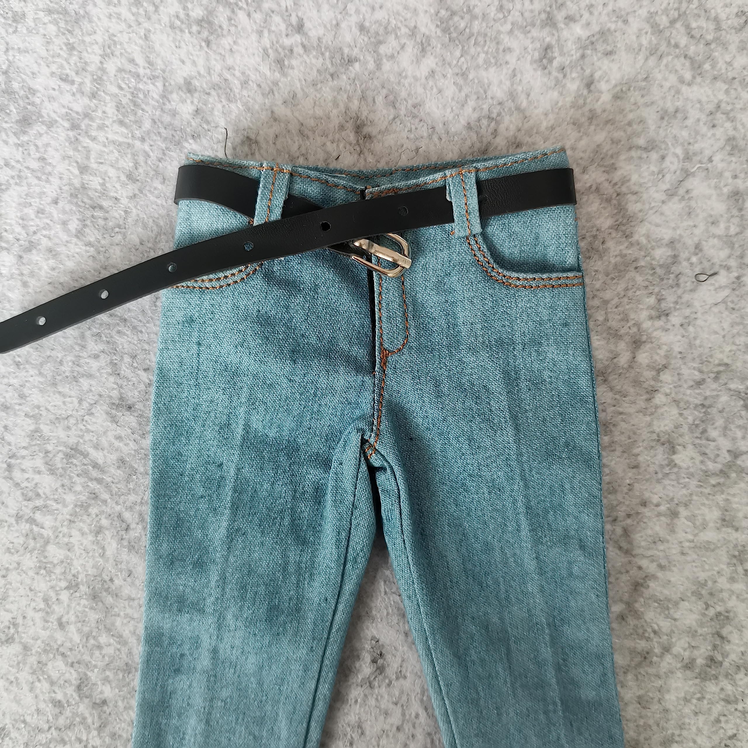 1/6 Scale Blue Jeans Pants for 12" Male Action Figures – Light Blue with Belt