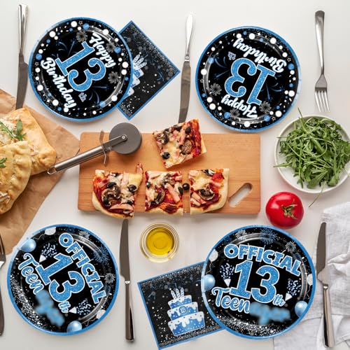160 Pcs 13th Birthday Boy Party Decoration Set - Plates, Napkins, Banner & More