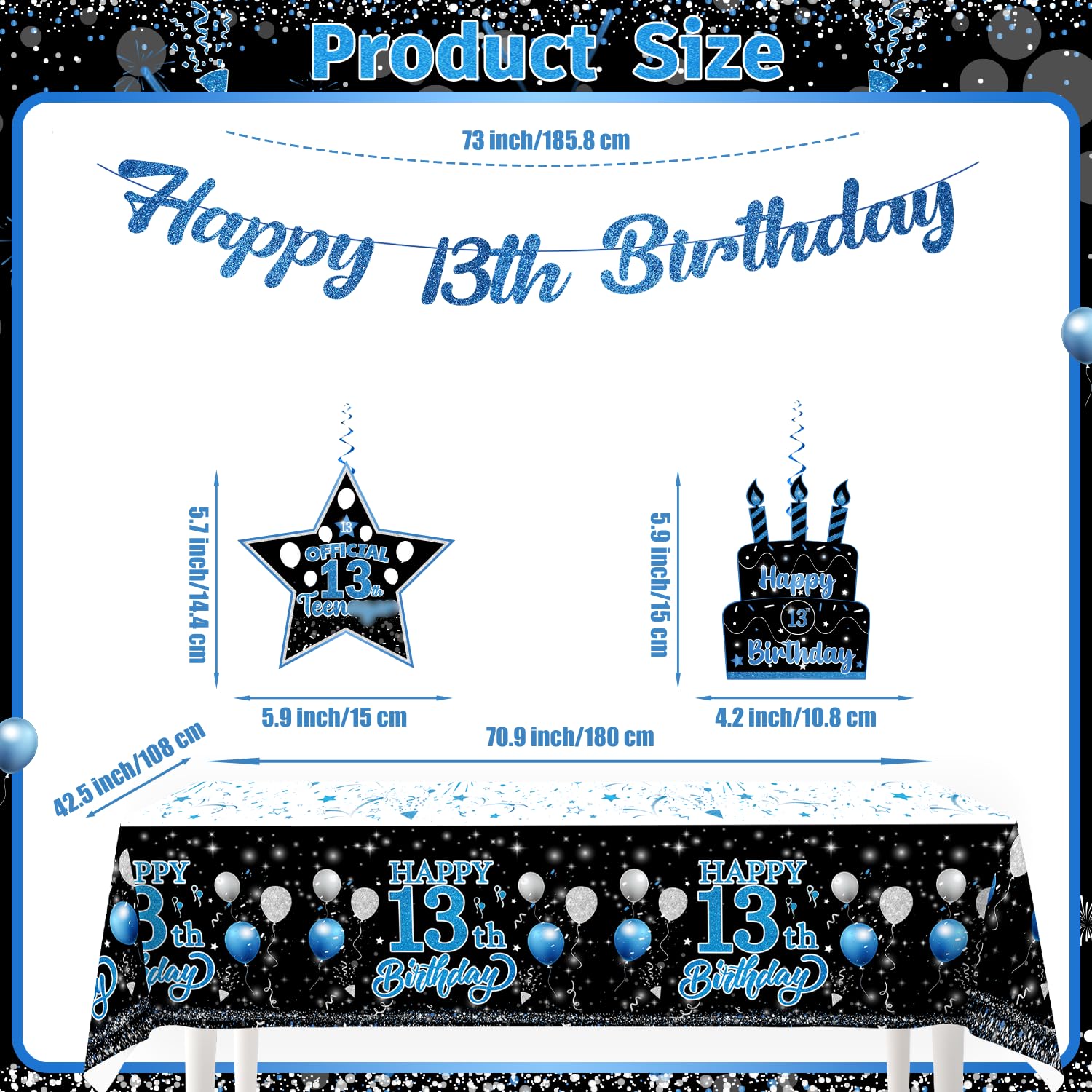 160 Pcs 13th Birthday Boy Party Decoration Set - Plates, Napkins, Banner & More