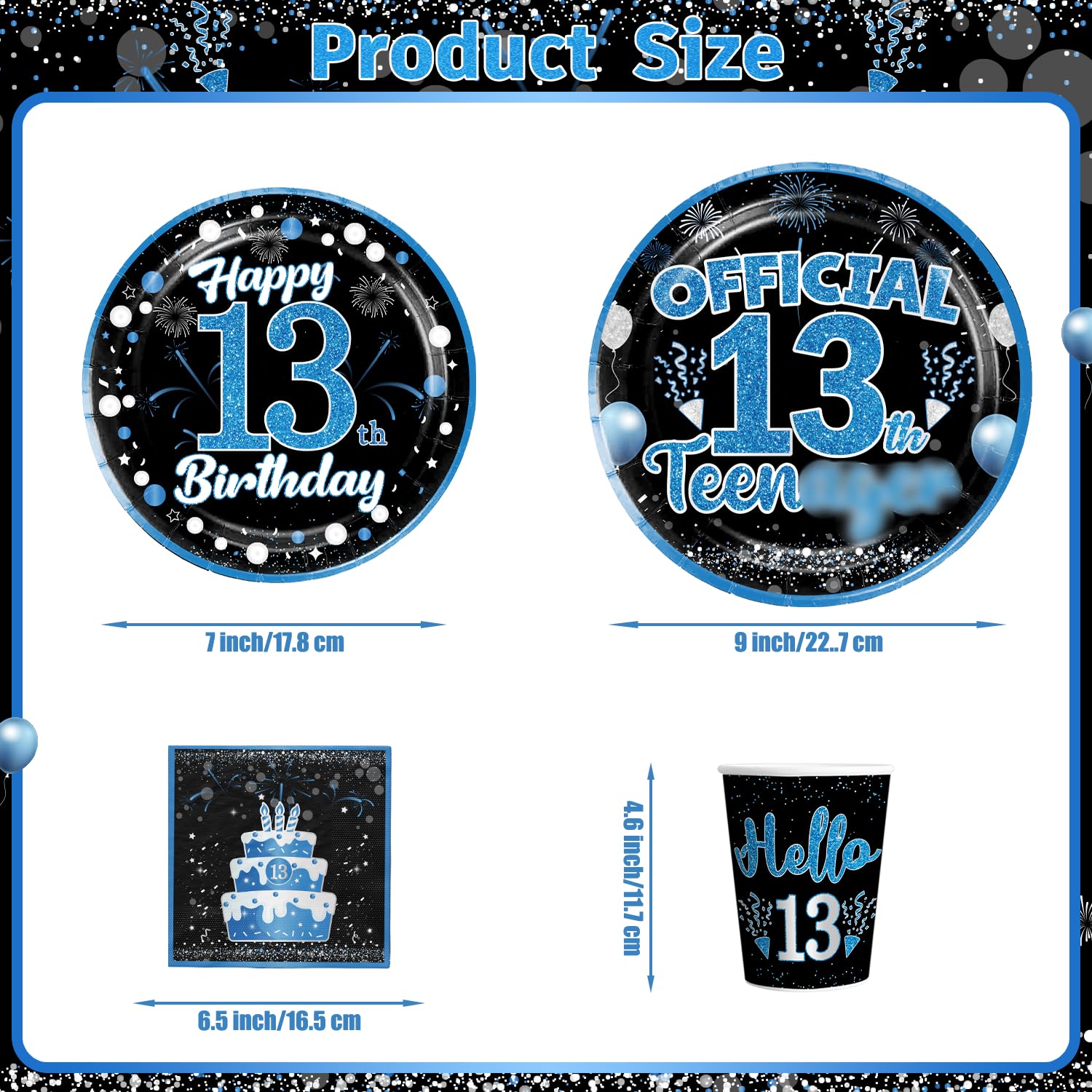 160 Pcs 13th Birthday Boy Party Decoration Set - Plates, Napkins, Banner & More