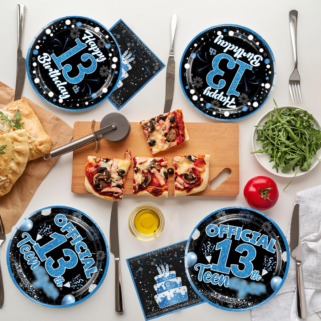 160 Pcs 13th Birthday Boy Party Decoration Set - Plates, Napkins, Banner & More