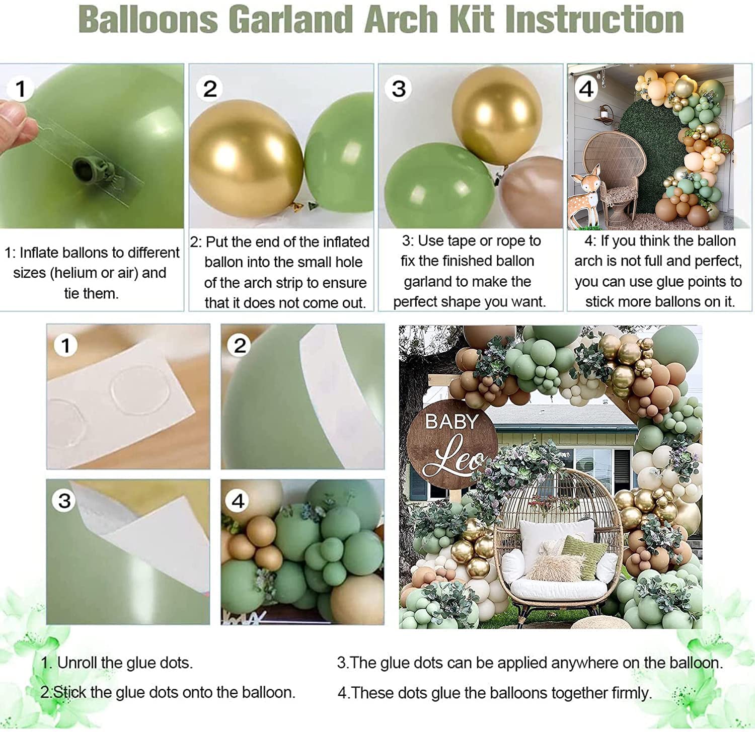 163 Pcs Sage Green Balloon Garland Kit – Natural Latex Jungle Safari Woodland Party Decorations for Baby Shower, Wild One Birthday