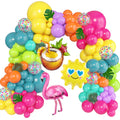 168-Piece Tropical Balloon Arch Garland Kit – Rainbow Neon & Foil Balloons for Luau, Birthday & Beach Party Decorations