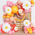 168Pcs Daisy Balloon Arch Garland Kit – Pastel Floral Balloons for Birthday, Baby Shower, Mother's Day & Groovy Parties