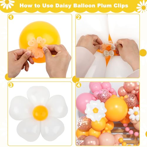 168Pcs Daisy Balloon Arch Garland Kit – Pastel Floral Balloons for Birthday, Baby Shower, Mother's Day & Groovy Parties