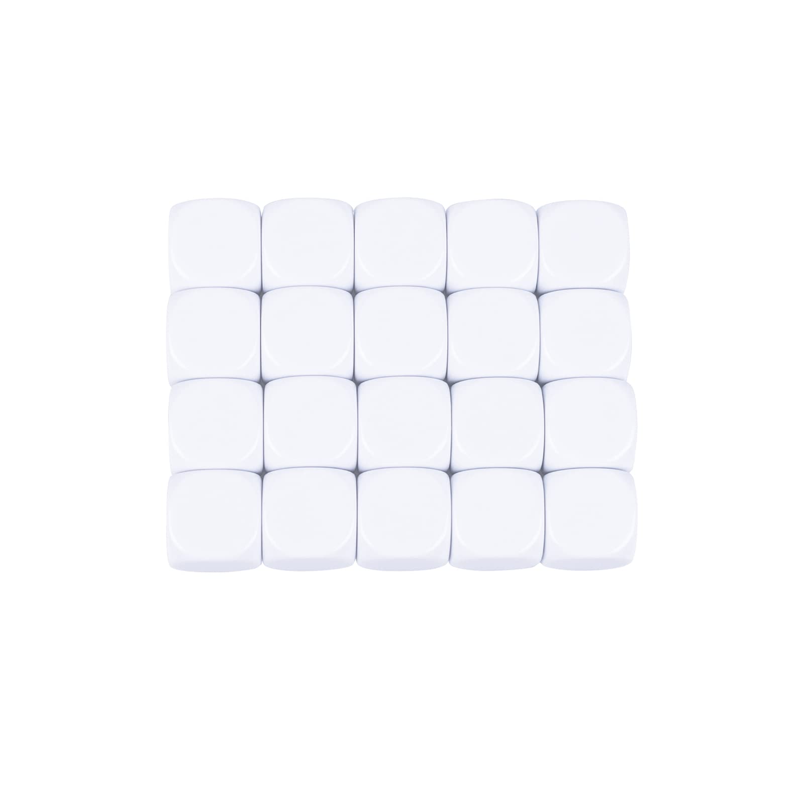 16mm Blank Acrylic Dice with Rounded Corners - 20 White Cubes for Crafts & Games