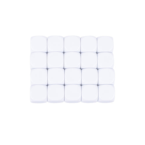 16mm Blank Acrylic Dice with Rounded Corners - 20 White Cubes for Crafts & Games