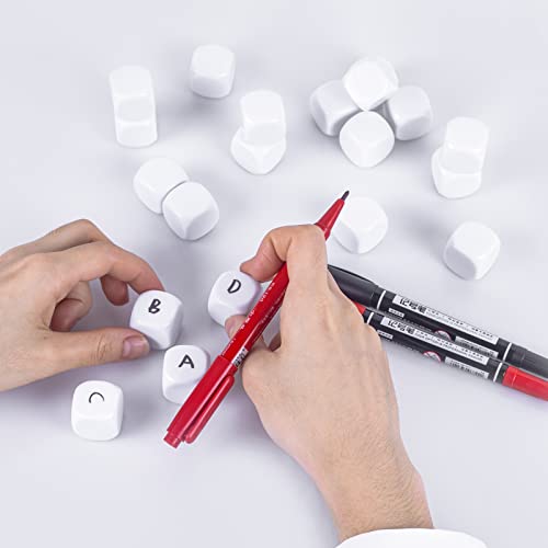 16mm Blank Acrylic Dice with Rounded Corners - 20 White Cubes for Crafts & Games