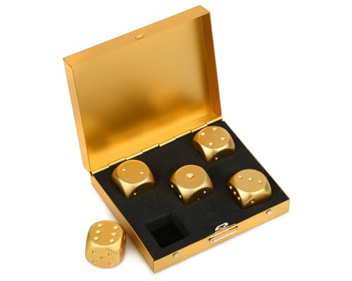 16mm Gold Aluminum Alloy Dice Set (5 Pieces) with Portable Case – DS.DISTINCTIVE STYLE